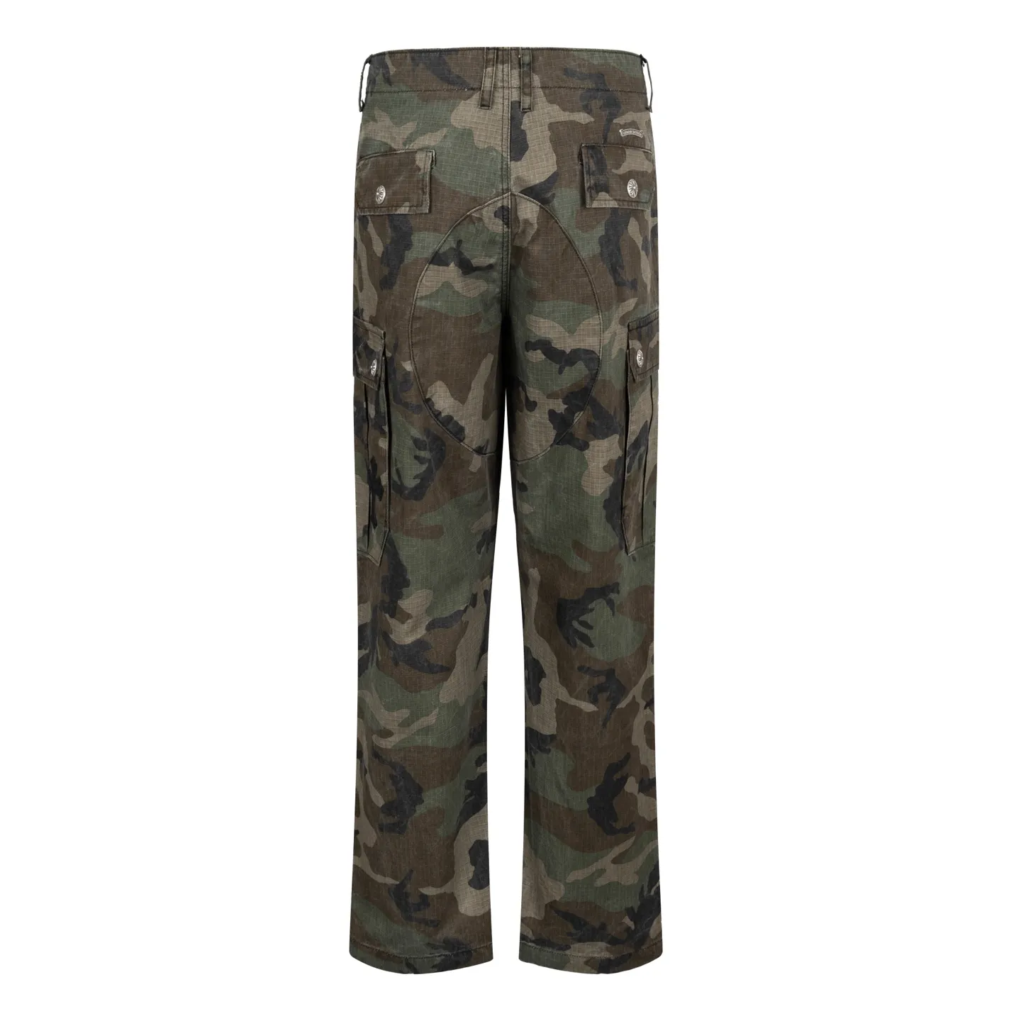 🅿️680 [Exclusive supply] CH Crow heart camouflage leather genuine antique silver work trousers. The fabric is made of custom-dyed fully divided camouflage, and the lining is CH jacquard lining. The minimum order is 1000 meters. There are 14 genuine antique silver hardware in the whole trousers. Half of the cost is spent on the hardware. The leather is made of imported lambskin, and the edge is made by hand. The embroidery on the waist is imported Tajima machine, precision embroidery. Size:32/34/36